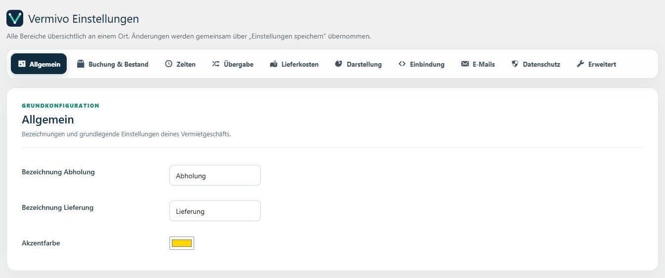 Vermivo Einstellungen in WordPress