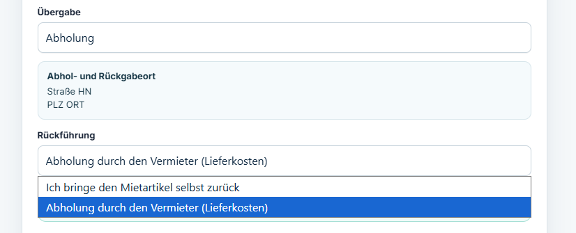 Lieferung und Abholung mit Vermivo planen
